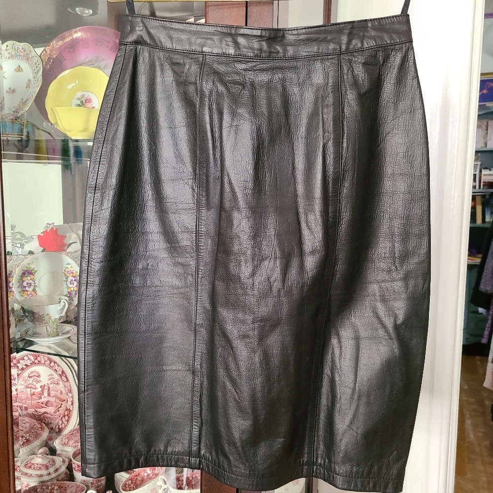 Global Identity Leather Women's Vintage 100% Leather Pencil Skirt Size 12